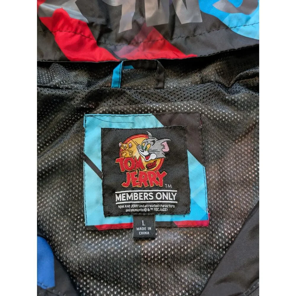 Members Only Tom & Jerry Limited Edition Print Windbreaker Rain Jacket - Large - Picture 2 of 16